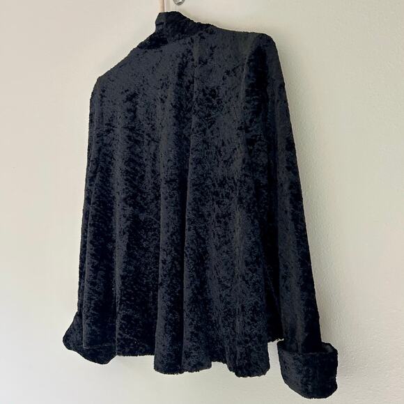 Connected crushed velvet look open cardigan jacket cuffed sleeve gothic Emo S - Picture 8 of 11